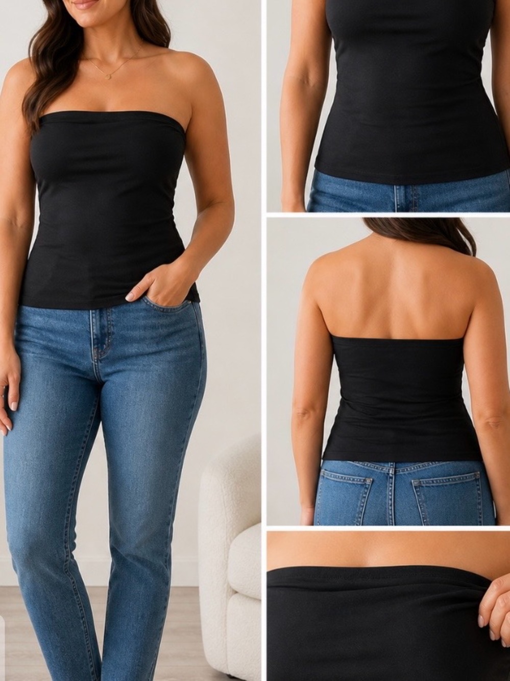 SPANX Strapless Top XL Tall Black Shapewear Smoothing Control Stretch Tube